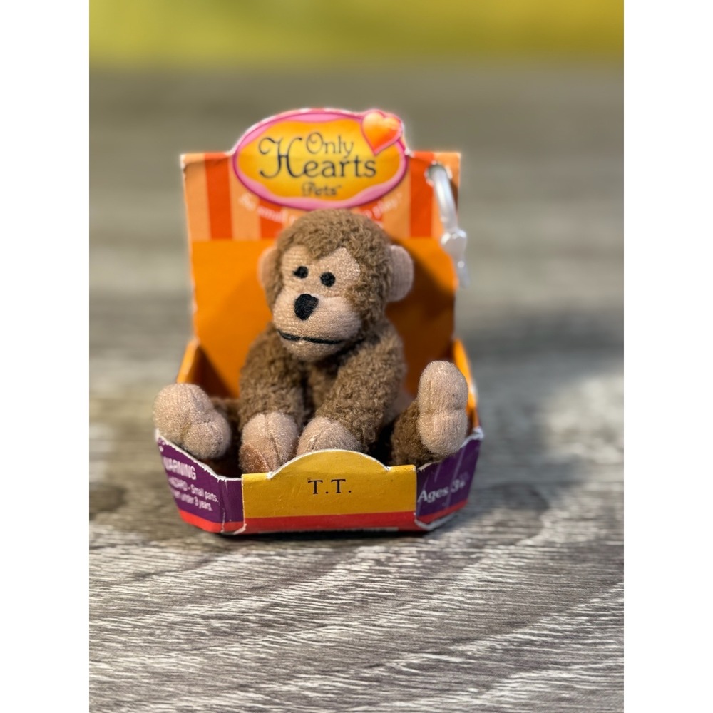 Only Hearts Pets T.T. Monkey Mini Plush Backpack Clip Brown 2006 OHC Group